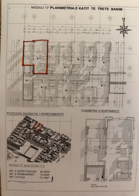 Golem, shitet apartament 1+1+Ballkon Kati 3, 73 m² 92.000 € 