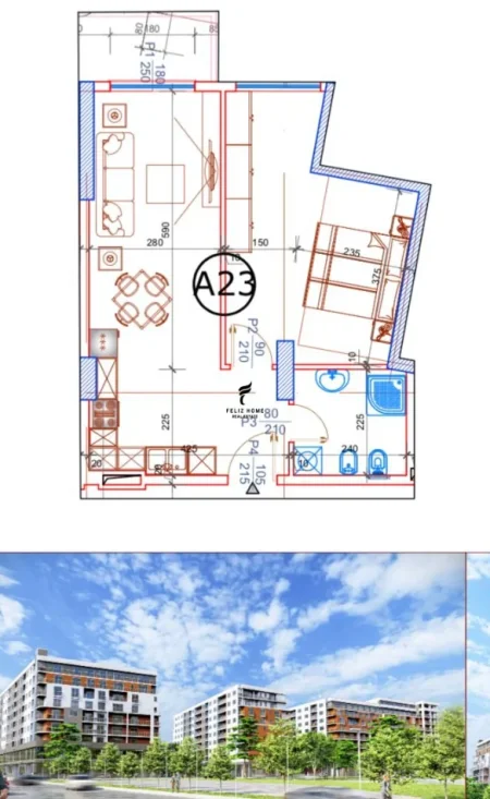 Tirane, shitet apartament 1+1 Kati 3, 69 m² 83.100 € (PASKUQAN)