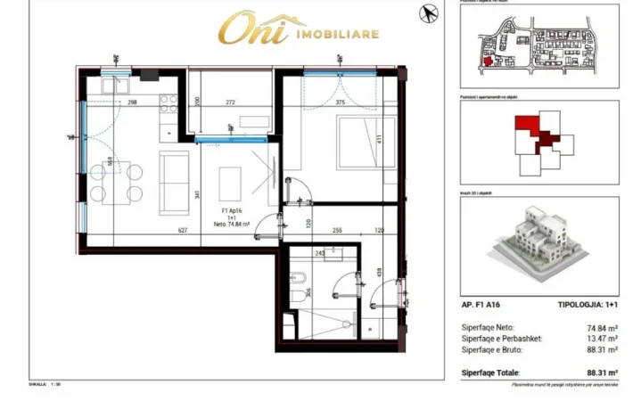 Dhermi - Palase, shitet apartament 1+1 Kati 2, 88 m² 264.000 € (SQUARE VILLAGE)