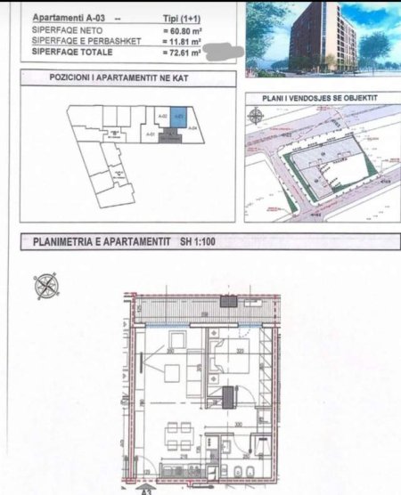Tirane, shitet apartament 1+1+BLK Kati 6, 73 m² 105.000 Euro (Rruga Jordan Misja)