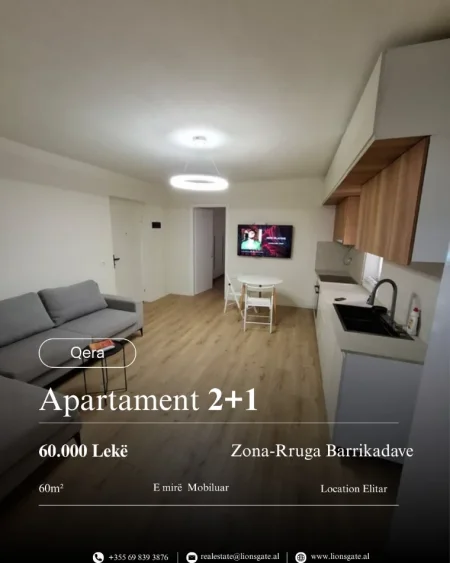Tirane, jap me qera apartament 2+1+Aneks , 60 m² 600 € 