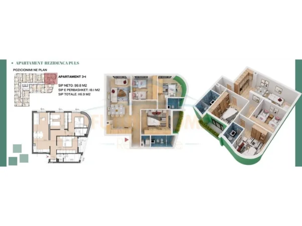 Tirane, shitet apartament 2+1+Aneks+Ballkon Kati 5, 116 m² 233.800 € (RRUGA E DIBRES)
