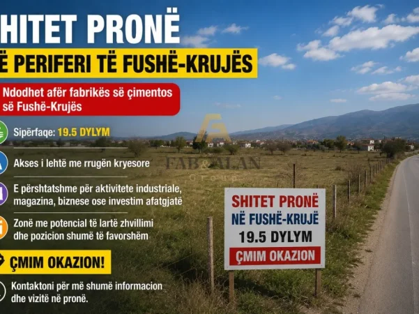 Fushe Kruje, shitet toke , 19.500 m² 200.000 € 