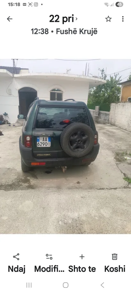 Fushe Kruje, shitet makine Land rover freelander Nafte, jeshile manuale Kondicioner 250.000 km 1.500 €