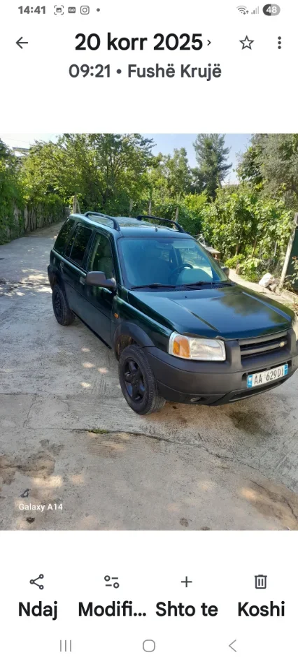 Fushe Kruje, shitet makine Land rover freelander Nafte, jeshile manuale Kondicioner 250.000 km 1.500 €