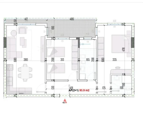 Tirane, shitet apartament 2+1+Aneks+Ballkon Kati 2, 110 m² 110.300 € (kamez , institut)