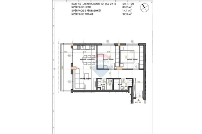 Tirane, shitet apartament , 97 m² 155.000 € (Rruga Benjamin Kruta, Tiranë)
