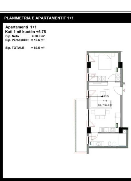Tirane, jepet me qera apartament 1+1 Kati 1, 65 m² 400 € (Rruga Dritan Hoxha)