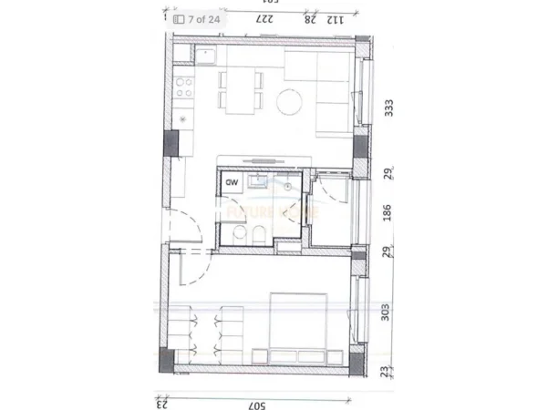 Tirane, shitet apartament 1+1 Kati 7, 60 m² 120.000 € (Ali Demi)