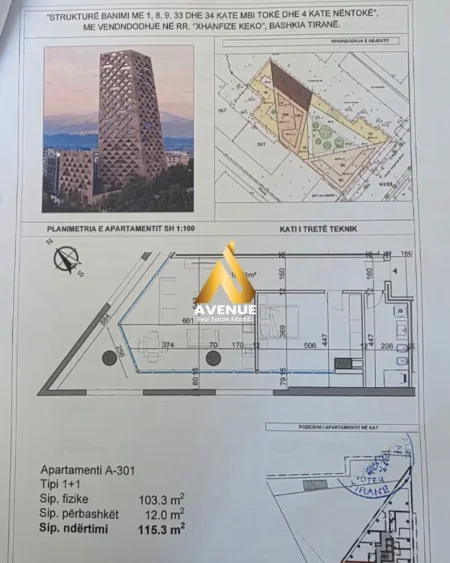 Tirane, shitet apartament 1+1+Ballkon Kati 3, 116 m² 231.000 € (Rruga Xhanfize Keko)