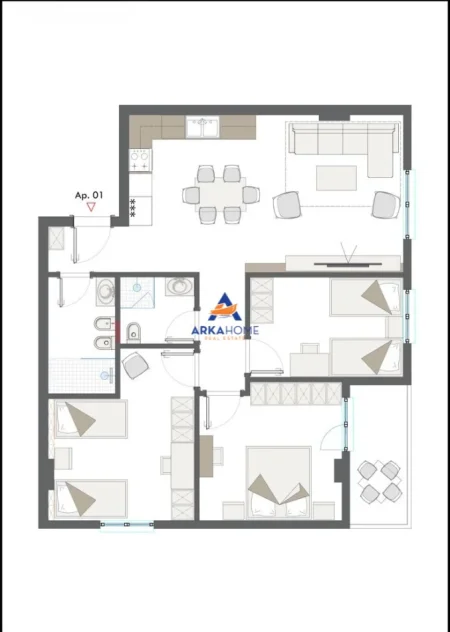 Tirane, shitet apartament 3+1+Ballkon , 114 m² 158.500 € 