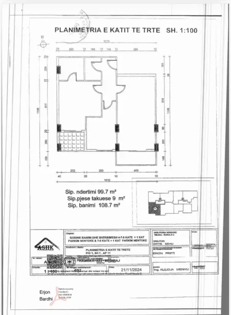 Tirane, shitet apartament 2+1 Kati 3, 108 m² 165.000 € (Astir)