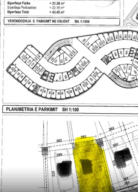 Tirane, jepet me qera nga Pronari, pa-komision garazh | post parkimi Kati -2, 43 m² 160 € (Lake View Residence)