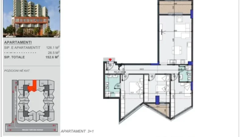 Tirane, shitet apartament 3+1 Kati 2, 152 m² 245.000 € (ZOGU I ZI)
