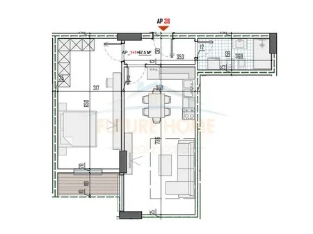Tirane, shitet apartament 1+1 Kati 3, 79 m² 94.776 € 