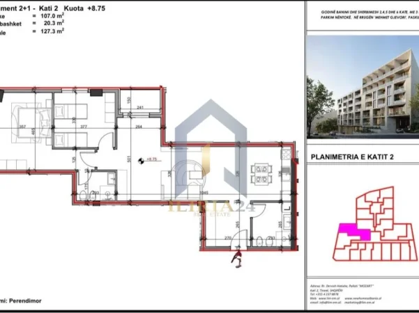 Tirane, shitet apartament 2+1+Ballkon Kati 2, 127 m² 120.027 € (OKAZION! Apartament 2+1 ne Paskuqan per shitje Kompleksi Aluna 5)