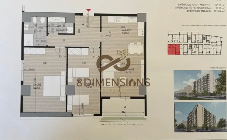 Tirane, shitet apartament 2+1+Ballkon Kati 3, 121 m² 188.000 € (ish fusha e aviacionit)