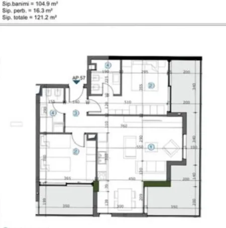 Tirane, shitet apartament 2+1 Kati 1, 121 m² 151.500 € (Astir)