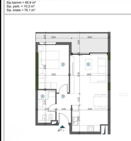 Tirane, shitet apartament 1+1 Kati 9, 76 m² 95.125 € (Astir)