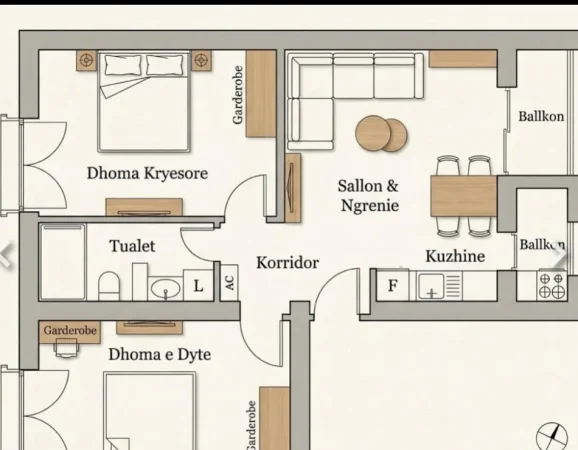 Tirane, shitet apartament 2+1 Kati 4, 76 m² 200.000 € (Brryli)