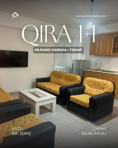 Tirane, jepet me qera apartament 1+1+Ballkon Kati 1, 380 € 