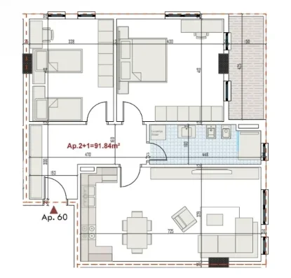 Tirane, shitet apartament 2+1+Ballkon Kati 6, 106 m² 127.200 € (Paskuqan)