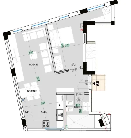 Tirane, shitet apartament 1+1 Kati 2, 68 m² 127.000 € (Kodra e Diellit)
