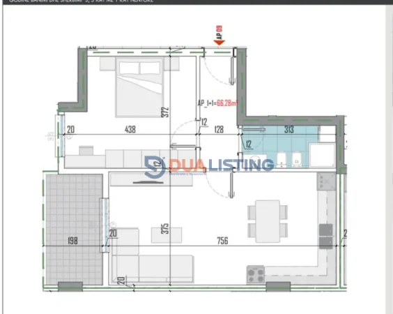 Tirane, shitet apartament 1+1 , 79 m² 95.000 € 