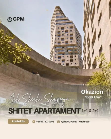 Apartament 1+1 | 88.61 m2.  Ish Sheshi Shqiponja, Tirane