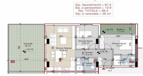 Gjiri Lalezit, shes apartament 2+1+BLK Kati 5, 134 m² 232.800 Euro (Lalzi Marina)