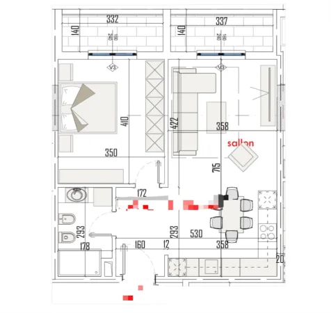 Tirane, shes apartament 1+1+Ballkon Kati 5, 76 m² 98.500 € (paskuqan)