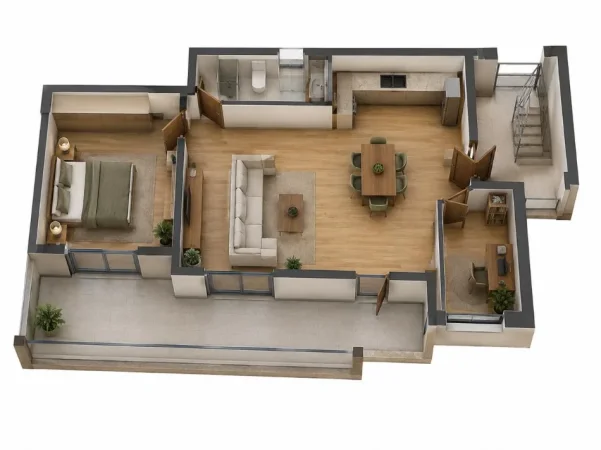 Pogradec, shitet apartament 1+1 Kati 3, 60 m² 72.504 € (pogradec)