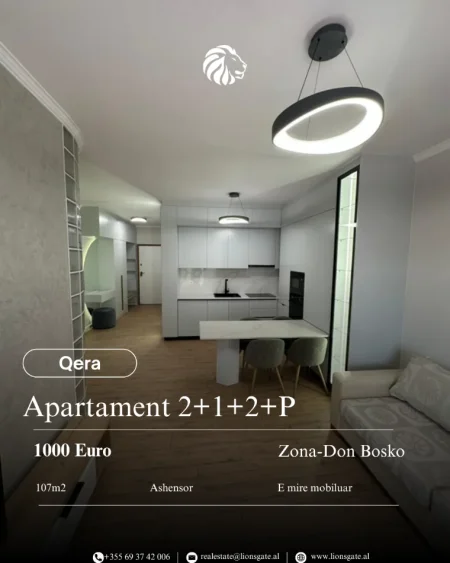 Tirane, jepet me qera apartament 2+1 Kati 2, 107 m² 1.000 € 