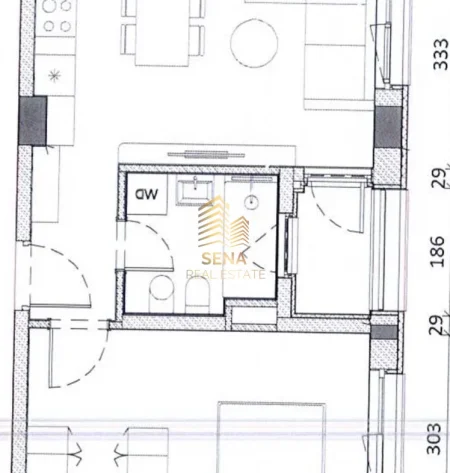 Tirane, shitet apartament 1+1+Ballkon Kati 7, 60 m² 115.000 € (Ali Demi, Rezidenca Kadiu)