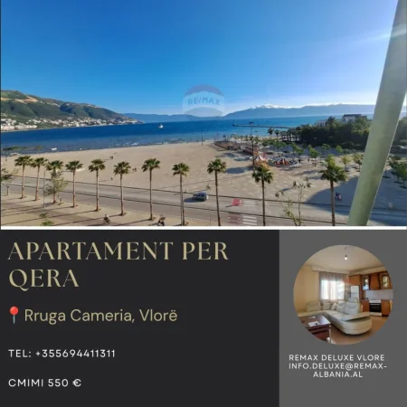 Vlore - Lungomare, jepet me qera apartament 2+1 Kati 6, 105 m² 550 € (Rruga Cameria, Lungomare, Vlore)