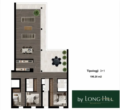 Tirane, shitet apartament 3+1+Ballkon Kati 1, 196 m² 372.874 € (TEG)