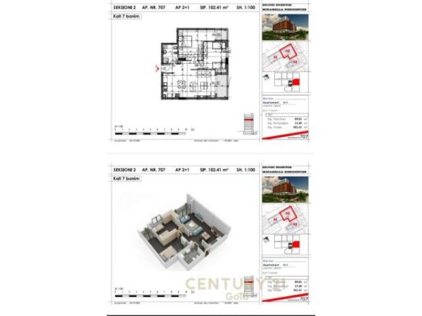 Tirane, shitet apartament Kati 7, 102 m² 82.000 Euro