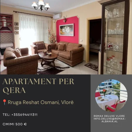 Vlore - Lungomare, jepet me qera apartament 1+1 Kati 7, 75 m² 500 € (Rruga Reshat Osmani, Vlore)