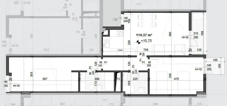Tirane, shitet apartament 2+1+Ballkon Kati 4, 114 m² (Meis Residence)