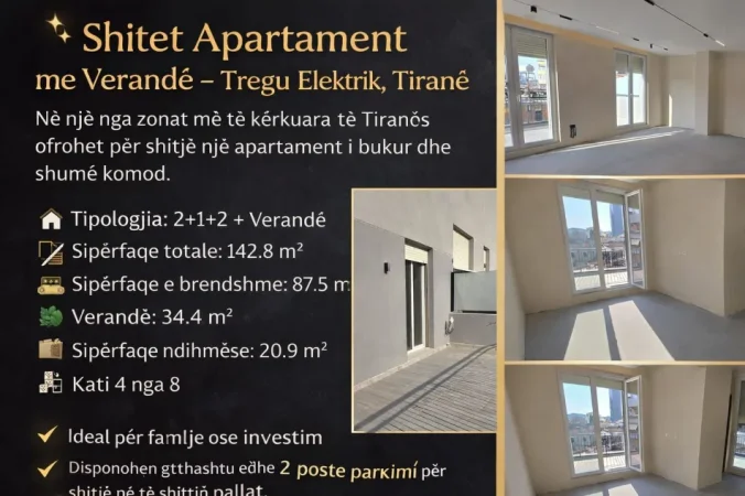 Tirane, shitet apartament+verande | Penthouse 2+1+Aneks+Ballkon Kati 4, 143 m² 277.000 €
