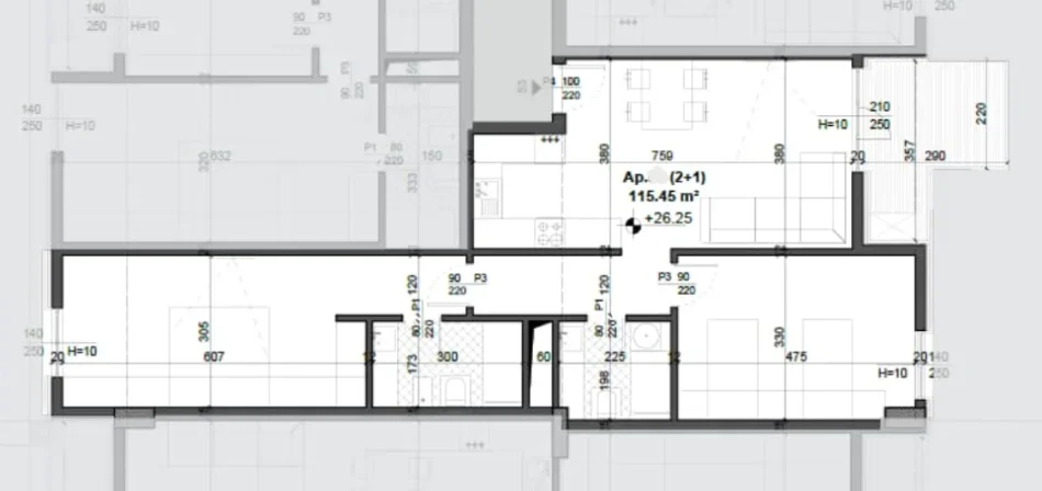 Tirane, shitet apartament 2+1 Kati 7, 115 m² 