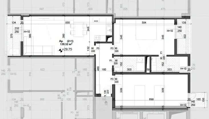 Tirane, shitet apartament 2+1 Kati 8, 139 m² 