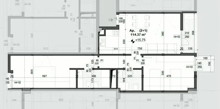 Tirane, shitet apartament 2+1 Kati 4, 114 m² 