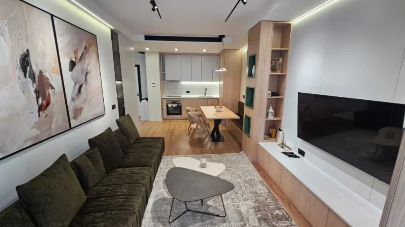 Tirane, jepet me qera apartament 1+1 Kati 8, 62 m² 1.000 € (Rruga Mine Peza.)