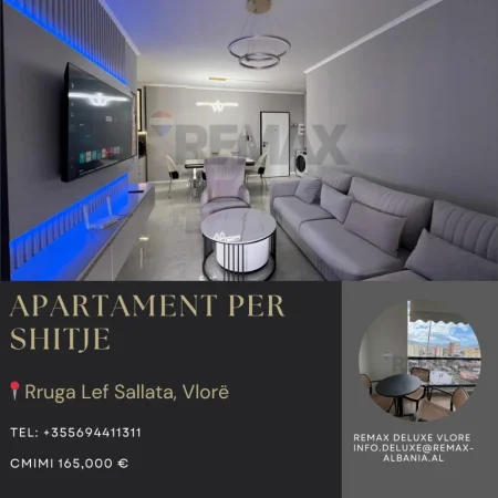 Vlore, shitet apartament 2+1 Kati 8, 93 m² 165.000 € (Rruga Lef Sallata, pran Shkolles se Muzikes, Vlore)