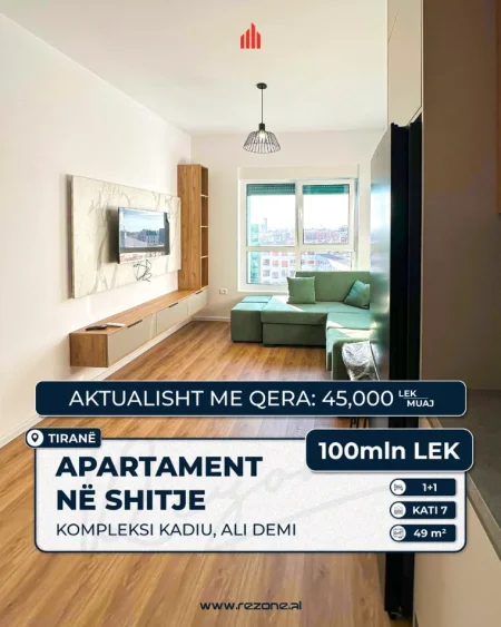 Tirane, shitet apartament 1+1 Kati 7, 49 m² 100.000 € (Pasho Hysa, Kadiu)