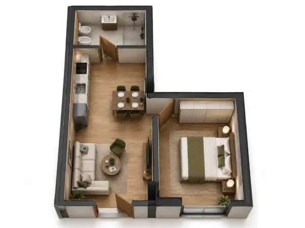 Tirane, shitet apartament 1+1+Ballkon Kati 0, 70 m² 76.670 € 