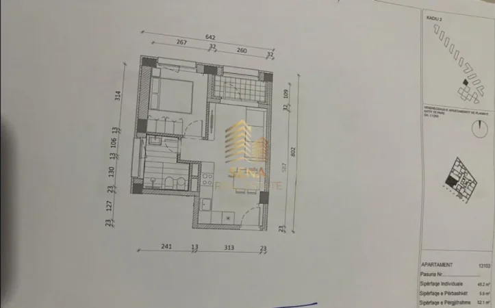 Tirane, shitet apartament 1+1+Ballkon Kati 1, 52 m² 83.300 € (Ali Demi, Rezidenca Kadiu)