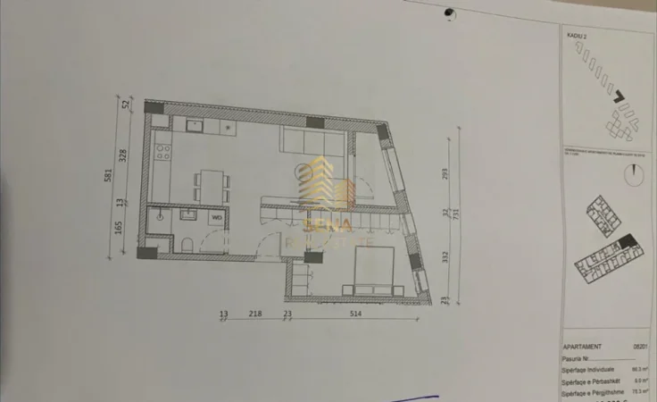 Tirane, jepet me qera apartament 1+1+Ballkon Kati 2, 75 m² 120.500 € (Ali Demi, Rezidenca Kadiu)