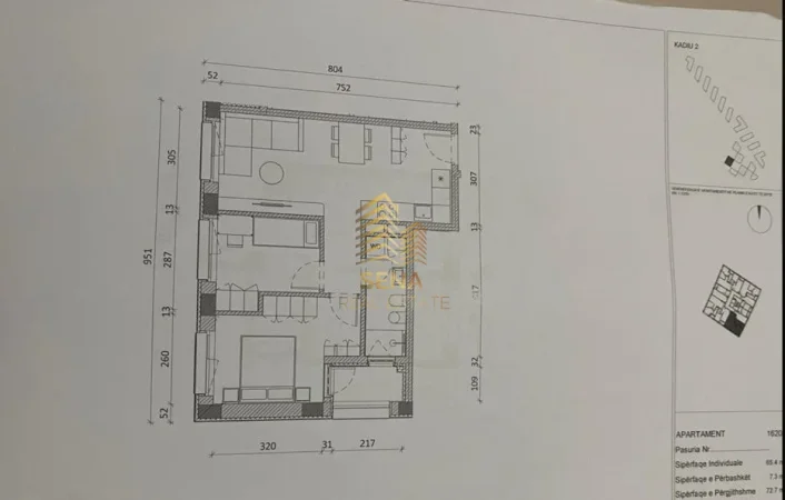 Tirane, shitet apartament 2+1+Ballkon Kati 2, 72 m² 116.300 € (Ali Demi, Rezidenca Kadiu)